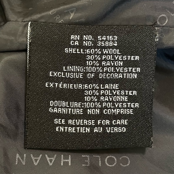 Cole Haan Wool Blend Hooded Coat Oversized Collar Removable Belt Black 6 - Picture 13 of 15